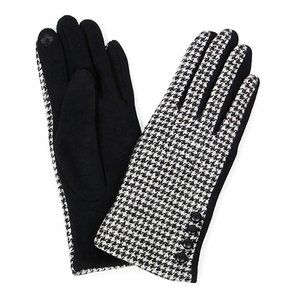 NWT HoundsTooth Gloves with Button Detail -Touchscreen Compatable